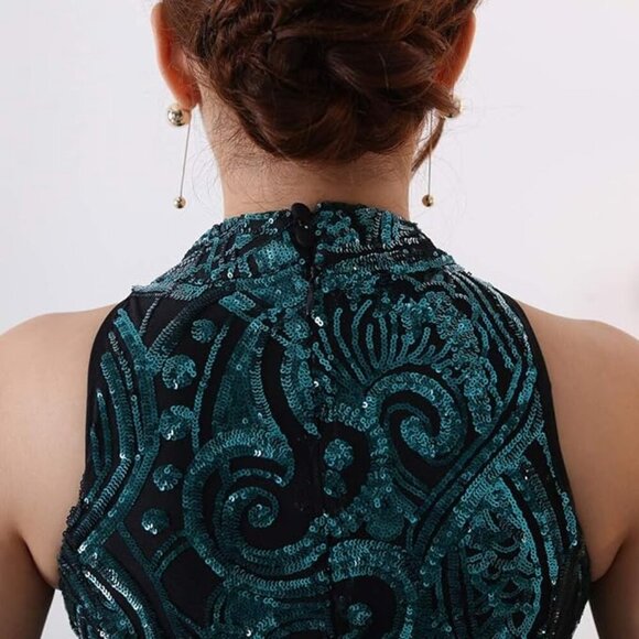 Elegant Halter Fishtail Slim Party Dress - Size Small - Black/ black - Picture 8 of 9